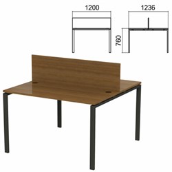 Стол письменный 2-МЕСТНЫЙ на металлокаркасе "Арго", 1200х1236х760 мм, орех (КОМПЛЕКТ) - фото 16569248