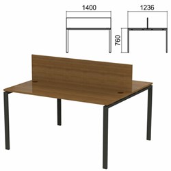 Стол письменный 2-МЕСТНЫЙ на металлокаркасе "Арго", 1400х1236х760 мм, орех (КОМПЛЕКТ) - фото 16569251