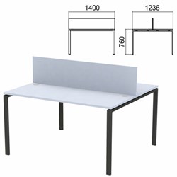 Стол письменный 2-МЕСТНЫЙ на металлокаркасе "Арго", 1400х1236х760 мм, серый (КОМПЛЕКТ) - фото 16569252