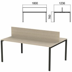 Стол письменный 2-МЕСТНЫЙ на металлокаркасе "Арго", 1800х1236х760 мм, ясень шимо (КОМПЛЕКТ) - фото 16569259