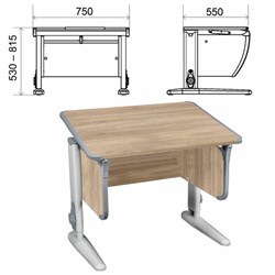 Стол-парта регулируемый "ДЭМИ" СУТ.41, 750х550х530-815 мм, серый каркас, пластик серый, дуб сонома (КОМПЛЕКТ) - фото 16569338