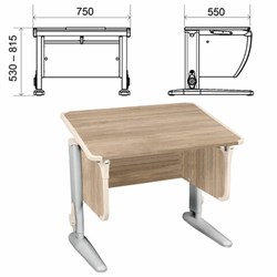Стол-парта регулируемый "ДЭМИ" СУТ.41, 750х550х530-815 мм, серый каркас, пластик бежевый, дуб сонома (КОМПЛЕКТ) - фото 16569340