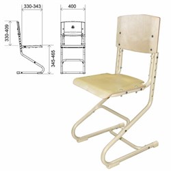 Стул ученический регулируемый "ДЭМИ" СУТ.01, 400х330-343х795-874 мм, бежевый каркас, фанера лак - фото 16569351