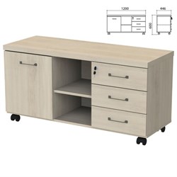 Тумба-креденция "Приоритет" 1200х446х600 мм, дверь, 3 ящика, кронберг (КОМПЛЕКТ) - фото 16569360