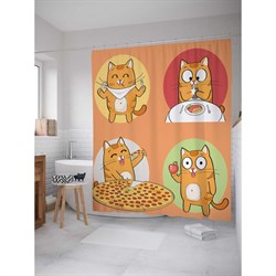 Шторка-занавеска для ванной JoyArty Стиль кота - фото 16579201