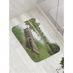Противоскользящий коврик для ванной, сауны, бассейна JoyArty Озерный мостик - фото 16580262