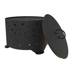 Комплект костровая чаша с решеткой гриль и крышкой пламегасителем FIRE-HOUSE звезды диаметр 50 с плоским дном - фото 16581544