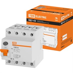 Узо TDM ELECTRIC ВД1-63 4Р, 100 А, 100 мА - фото 16613619