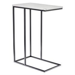Придиванный столик BRADEX loft 50x30 см, белый мрамор, с черными ножками - фото 16619915