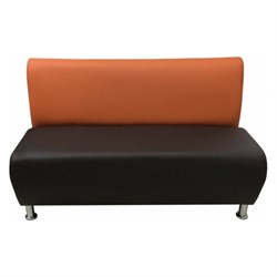 Двухместная секция дивана Мягкий Офис оранжевая-шоколадная - фото 16621711