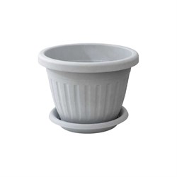 Кашпо ООО КЗНМ сильвер эко с блюдцем d 33, объём 11,9л меланж (серый мрамор) - фото 16658103