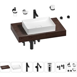 Комплект мебели для ванной комнаты с раковиной Wellsee Genuine Tree - фото 16671896