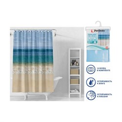 Штора для ванной комнаты PERFECTO LINEA Secret 180x180, с кольцами, пляж - фото 16682929