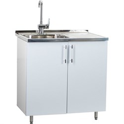 Тумба SANTREK 80*50 (2 дверцы) серебристый металлик фасад МДФ - фото 16691823