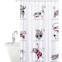 Штора для ванной Tatkraft FUNNY CATS TEXTILE - фото 16696361