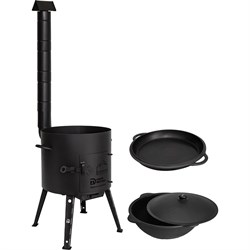 Печь Davr Metall печь+казан10(круг)+сковорода - фото 16733130