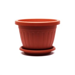 Кашпо ООО КЗНМ сильвер эко с блюдцем d 20, объём 2,6л терракот - фото 16736011