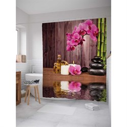 Шторка-занавеска для ванной JoyArty Нежность со свечами - фото 16738396