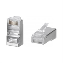 Универсальный экранированный коннектор WRline WR-8p8с-5e-sH RJ-45 под витую пару, категория 5e - фото 16767458