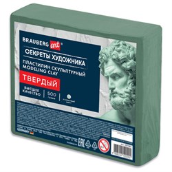 Пластилин скульптурный ТВЕРДЫЙ ОЛИВКОВЫЙ "Секреты художника", 0,5 кг, BRAUBERG ART, 107485 - фото 16776393