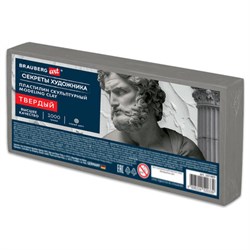 Пластилин скульптурный ТВЕРДЫЙ СЕРЫЙ "Секреты художника", 1 кг, BRAUBERG ART, 107489 - фото 16776397