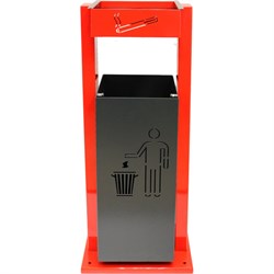 Квадратная металлическая уличная урна-пепельница ПРОФМЕТСТИЛЬ 1074 - фото 16776762