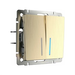 Двухклавишный выключатель WERKEL WL10-SW-2G-LED - фото 16784180