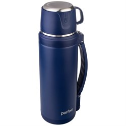 Термос для напитков Perfeo PF_E1363 с крышкой-поилкой, ситечком, чашкой, ручкой, ремнем, 2 л, синий - фото 16796472