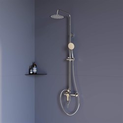 Душевая стойка RGW SP-24-S сатин, головной душ/смеситель (ручной душ, шланг 1,5 м.) - фото 16807431