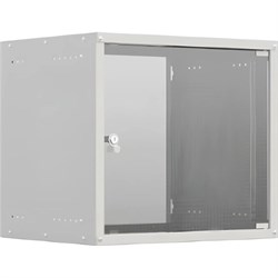 Настенный телекоммуникационный шкаф NTSS LIME 9U 550x450x500мм, 2 профиля 19, дверь стеклянная, боковые стенки несъемные, разобранный, серый - фото 16839252