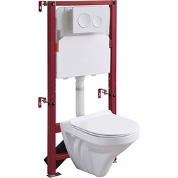 Подвесной унитаз RGW SW-60 белый, с инсталляцией и кнопкой смыва - фото 16843939