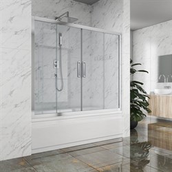 Шторка на ванну GuteWetter gwmpkb019p4 290x150 см, профиль хром блестящий, стекло бесцветное закаленное 6 мм 4698031942077 - фото 16851266