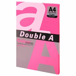 Бумага цветная DOUBLE A, А4, 75 г/м2, 100 л., неон, розовая - фото 16900482