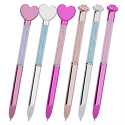 Ручка поворотная с топпером шариковая FUNSTER "SHINY HEART&PAW", СИНЯЯ, ассорти, пишущий узел 0,7 мм, 144519 - фото 16900558