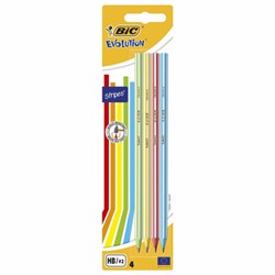 Карандаши чернографитные BIC Evolution "Stripes", НАБОР 4 шт., HB, пластиковые, блистер, 918485 - фото 16900593