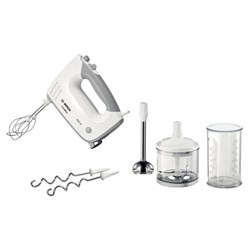 Миксер BOSCH MFQ 36480, 450Вт, 5 скоростей, 6 насадок, стакан, белый, MFQ36480 - фото 16900722