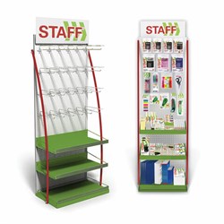 Стойка для размещения товара напольная STAFF, 2050x600x500 мм, 25 крючков, 3 полки, металл, 504876 - фото 16900726