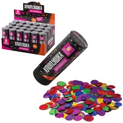 Хлопушка пружинная ЗОЛОТАЯ СКАЗКА 11 см, фольга, круги, ассорти, 591468 - фото 16900757