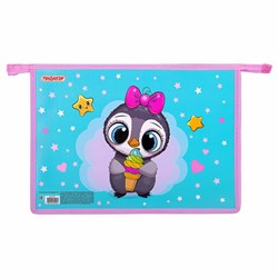 Папка для тетрадей ПИФАГОР А4, 1 отделение, картон/пластик, на молнии, "Smart Penguin", 271441 - фото 16912748