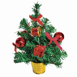 Ель искусственная новогодняя декоративная ЗОЛОТАЯ СКАЗКА 30 см, ПВХ, красные украшения, 591320 - фото 16912806