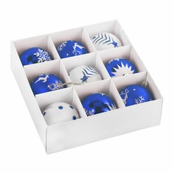 Шары ёлочные 9 шт., 8 см, "Русская Зима", пластик, цвет: синий/белый, ЗОЛОТАЯ СКАЗКА, 591987 - фото 16912820