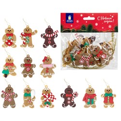 Украшение ёлочное "Пряничные человечки", 12 шт., 7 см, ЗОЛОТАЯ СКАЗКА, 592146 - фото 16912828