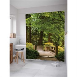 Шторка-занавеска для ванной JoyArty Парковый мост - фото 16922503