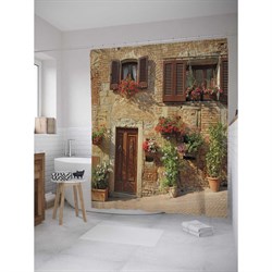 Шторка-занавеска для ванной JoyArty Цветы на стене - фото 16922687