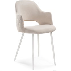 Стул Woodville Гутрид прошивка ромбы сзади бежевый / белый - фото 16925737