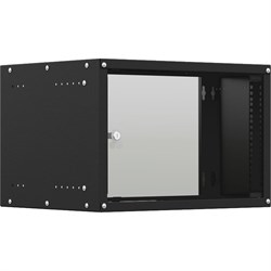 Настенный телекоммуникационный шкаф NTSS LIME 6U 550x350x370мм, 2 профиля 19, дверь стеклянная, боковые стенки несъемные, разобранный, черный - фото 16957502