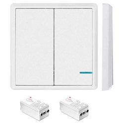 Беспроводной выключатель GRITT 2 клавиши, белый комплект 1 выключатель, 2 радиореле, 220В, 1000Вт - фото 16997021