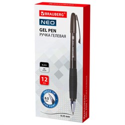 Ручка гелевая с грипом BRAUBERG "NEO", ЧЕРНАЯ, пишущий узел 0,5 мм, линия письма 0,35 мм, 144537 - фото 17000804