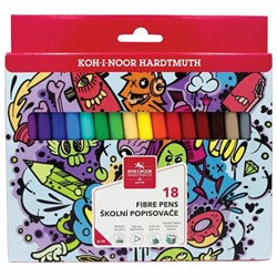 Фломастеры KOH-I-NOOR "TEENAGE" 1002, 18 цветов, смываемые, картонная упаковка, европодвес, 771002AH23KS - фото 17000812