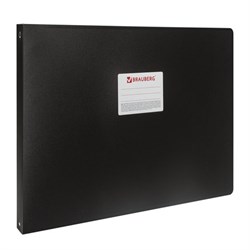 Папка на 4 кольцах БОЛЬШОГО ФОРМАТА А3, ГОРИЗОНТАЛЬНАЯ, 30 мм, черная, 0,8 мм, BRAUBERG "Стандарт", 225768 - фото 17000835